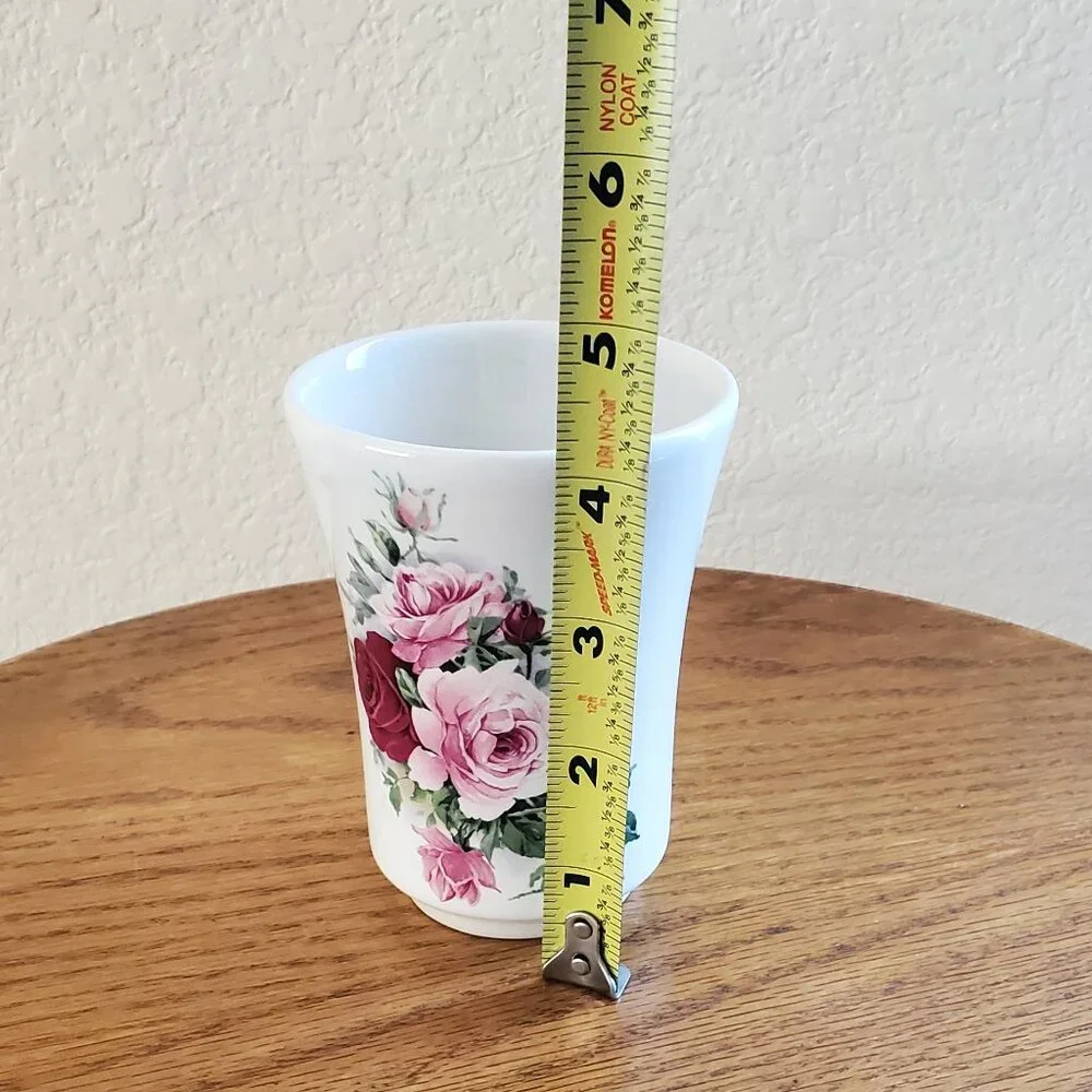 Vintage Bath Crowne Oaks Designs Rose Floral Porcelain Tumbler Toothpaste Holder
